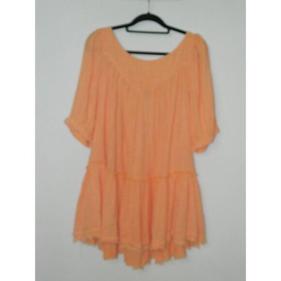Free People‎ Tunic Top Orange Mystery Land Shirt Coral Size Small - Picture 5 of 11